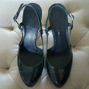 Chanel Patent Cap-toe Platform Pump, Grn/Black, 39